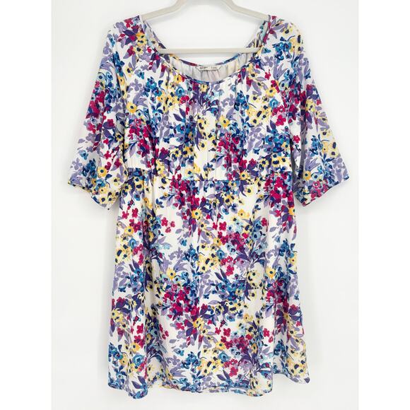 Old Navy White Floral Scoop Neck Knee Length Dress Size XXL - Picture 1 of 5